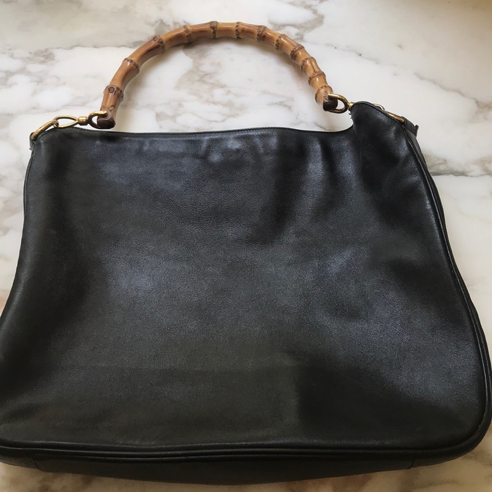 Gucci black handbag bamboo handle